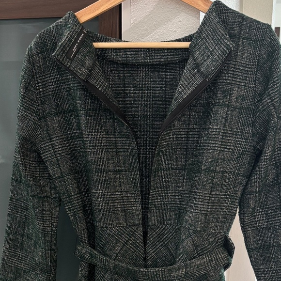 Zara Retro Vibes Tweed Belted Mini Dress - Green/Black Size M - Picture 6 of 9